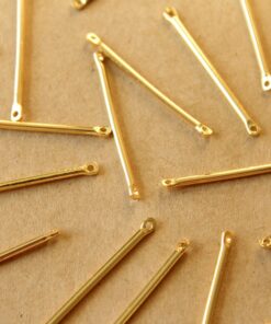 10 pc. 18k Gold Plated Brass Bar Links with Two Holes: 30mm by 2mm - made in USA | FI-073*