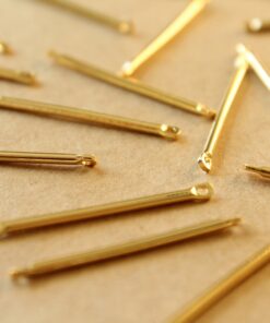 10 pc. 18k Gold Plated Brass Bar Links with Two Holes: 30mm by 2mm - made in USA | FI-073*