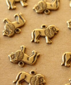 3 pc. Antique Brass Plated Lion Charms: 15mm by 11mm - made in USA | AB-307