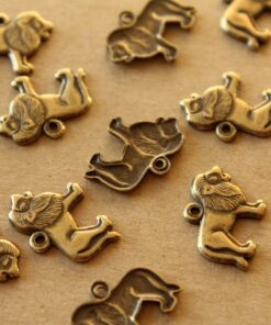 3 pc. Antique Brass Plated Lion Charms: 15mm by 11mm - made in USA | AB-307