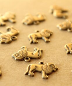 3 pc. Antique Brass Plated Lion Charms: 15mm by 11mm - made in USA | AB-307