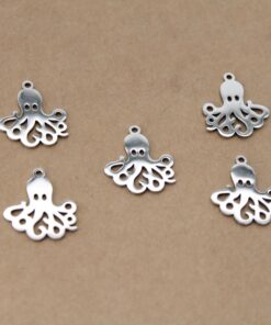 2 pc. Octopus Charms, Laser Cut Stainless Steel, 20mm x 17.5mm | MIS-314*