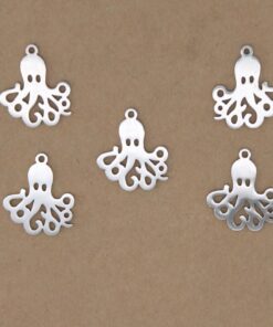 2 pc. Octopus Charms, Laser Cut Stainless Steel, 20mm x 17.5mm | MIS-314*