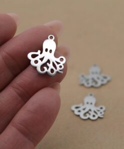 2 pc. Octopus Charms, Laser Cut Stainless Steel, 20mm x 17.5mm | MIS-314*