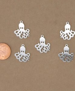 2 pc. Octopus Charms, Laser Cut Stainless Steel, 20mm x 17.5mm | MIS-314*