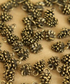 50 pc. Antique Brass Pine Cone Charms, 9mm x 14mm | MIS-373