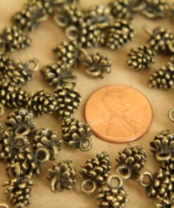 50 pc. Antique Brass Pine Cone Charms, 9mm x 14mm | MIS-373