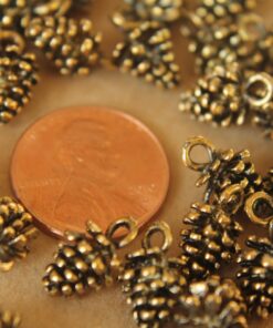 50 pc. Antique Gold Pine Cone Charms, 9mm x 14mm | MIS-372
