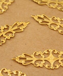 5 pc. Raw Brass Filigree Stampings, 16mm by 55mm | TMP-021