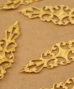 5 pc. Raw Brass Filigree Stampings, 16mm by 55mm | TMP-021