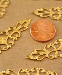 5 pc. Raw Brass Filigree Stampings, 16mm by 55mm | TMP-021