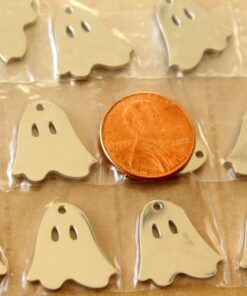 3 pc. Stainless Steel Ghost Charms: 17mm by 16.5mm - Spooky Scary Halloween Ghoul Spector Ghost Hunting | MIS-490