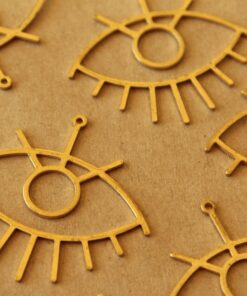 3 pc. Raw Brass Eye Charms: 38.5mm by 41.5mm | MIS-400