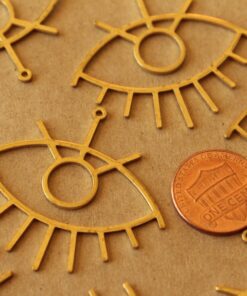 3 pc. Raw Brass Eye Charms: 38.5mm by 41.5mm | MIS-400
