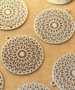 6 pc. Laser Cut Silver Circle Shaped Filigree Drops, 22mm by 20mm | MIS-402