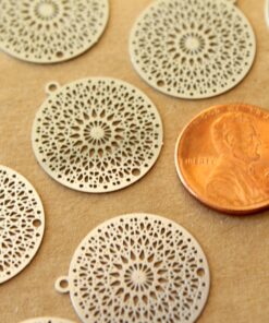6 pc. Laser Cut Silver Circle Shaped Filigree Drops, 22mm by 20mm | MIS-402