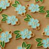 4 pc. Blue and Gold Enameled Flower and Leaf Charms, 24.5mm x 14.5mm | MIS-406