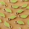 4 pc. Green Enameled Leaf Charms: 17mm by 7mm | MIS-486