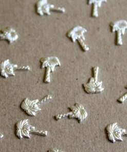 20 pc. Tiny Silver Plated Brass Palm Tree Stampings: 10mm by 7mm - made in USA | SI-027