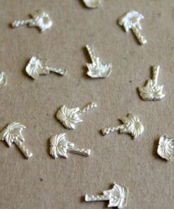 20 pc. Tiny Silver Plated Brass Palm Tree Stampings: 10mm by 7mm - made in USA | SI-027