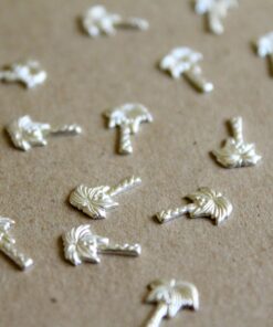 20 pc. Tiny Silver Plated Brass Palm Tree Stampings: 10mm by 7mm - made in USA | SI-027