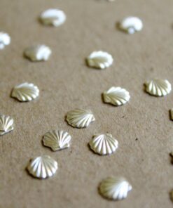12 pc. Tiny Silver Plated Brass Seashells Shells: 6mm by 6mm - made in USA | SI-028