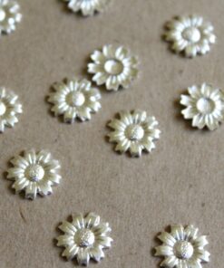 10 pc. Small Silver Plated Brass Sunflowers: 11mm - made in USA flower daisy daisies floral sunflowers garden plant bouquet | SI-037