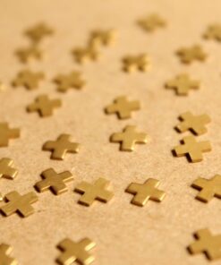 24 pc. Tiny Raw Brass Plus Sign Stampings: 6mm by 6mm - made in USA Math Symbol Multiplication Cross X Letter Alphabet | RB-896