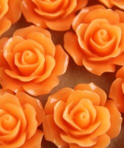CLOSEOUT - 20 pc. Translucent Apricot Crisp Petal Rose Cabochons 18mm | RES-056