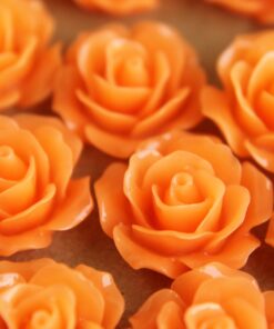 CLOSEOUT - 20 pc. Translucent Apricot Crisp Petal Rose Cabochons 18mm | RES-056