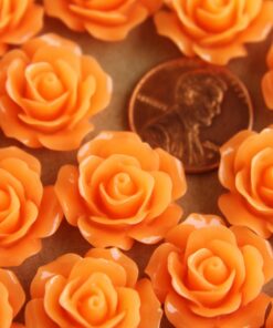 CLOSEOUT - 20 pc. Translucent Apricot Crisp Petal Rose Cabochons 18mm | RES-056