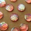 20 pc. Iridescent Pink Resin Mermaid Scale Cabochons 12mm | RES-609