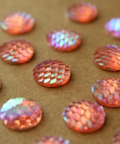 20 pc. Iridescent Pink Resin Mermaid Scale Cabochons 12mm | RES-609