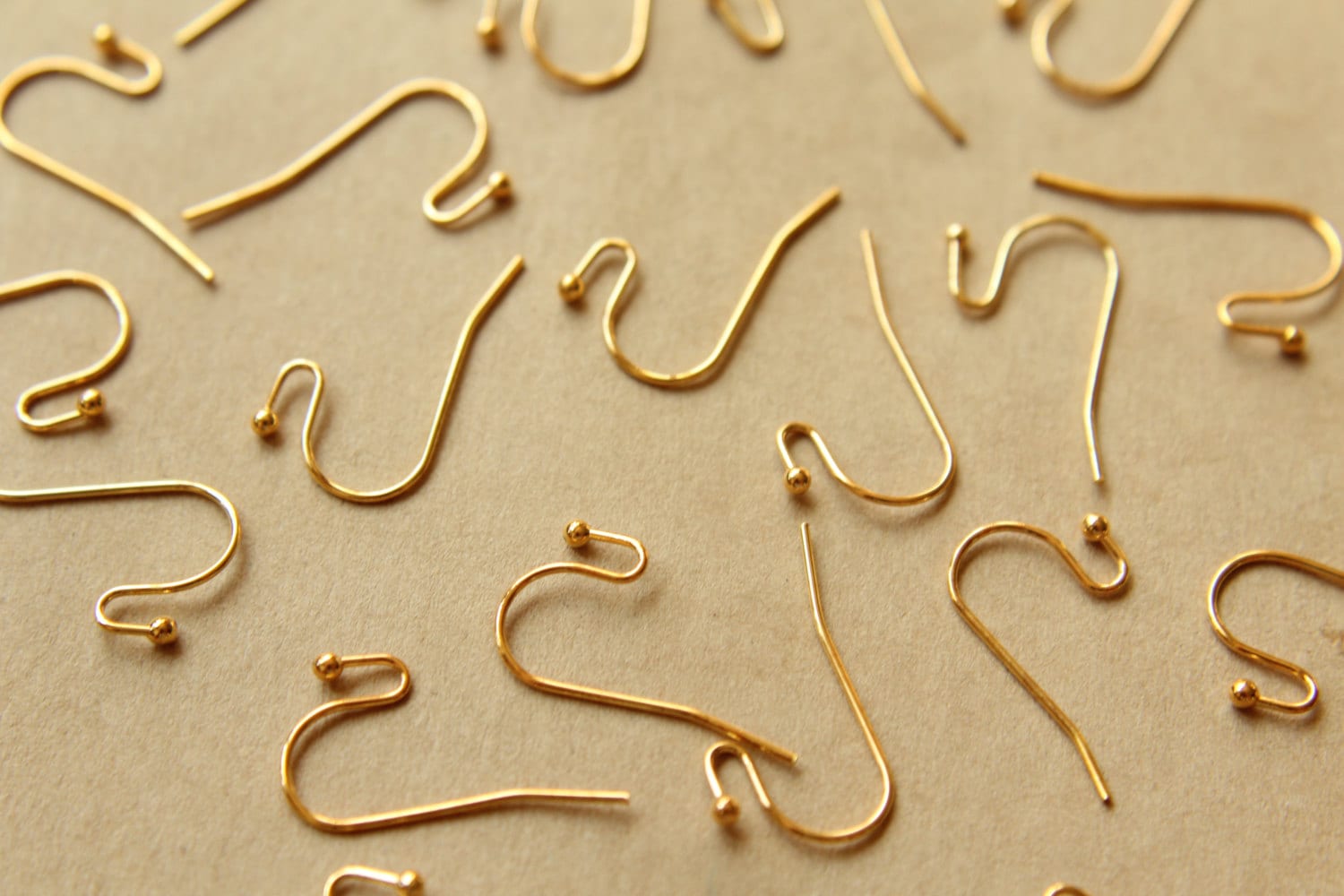 50 pc. Gold Plated Ball End Earwires 22mm long | FI-198