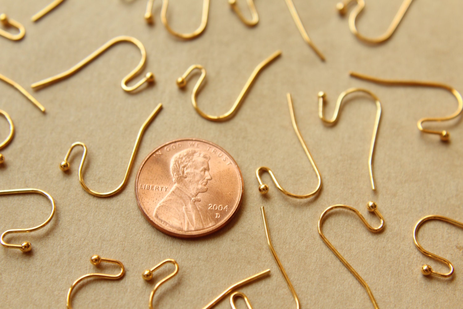 50 pc. Gold Plated Ball End Earwires 22mm long | FI-198