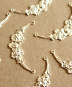 1 pc. Silver Plated Brass Floral Bouquet Connectors: 37mm by 18mm - made in USA | SI-122