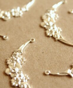 1 pc. Silver Plated Brass Floral Bouquet Connectors: 37mm by 18mm - made in USA | SI-122
