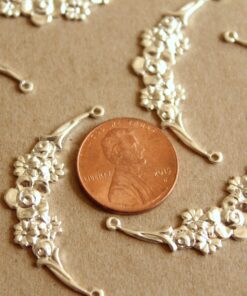 1 pc. Silver Plated Brass Floral Bouquet Connectors: 37mm by 18mm - made in USA | SI-122