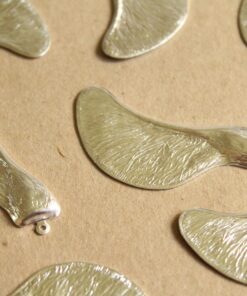 1 pc. Large Silver Plated Brass Samara Maple Seed Charms Facing Right: 53mm by 24mm - made in USA Poly Nose Noses Helicopter Seeds | SI-103