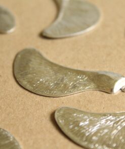 1 pc. Large Silver Plated Brass Samara Maple Seed Charms Facing Right: 53mm by 24mm - made in USA Poly Nose Noses Helicopter Seeds | SI-103