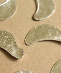 1 pc. Large Silver Plated Brass Samara Maple Seed Charms Facing Right: 53mm by 24mm - made in USA Poly Nose Noses Helicopter Seeds | SI-103