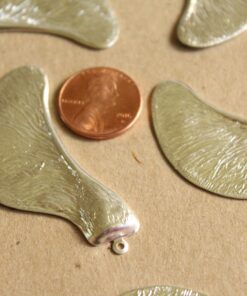1 pc. Large Silver Plated Brass Samara Maple Seed Charms Facing Right: 53mm by 24mm - made in USA Poly Nose Noses Helicopter Seeds | SI-103