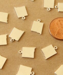 6 pc. Silver Plated Brass New Mexico State Charms / Blanks: 8mm by 12.5mm - made in USA | SI-058*