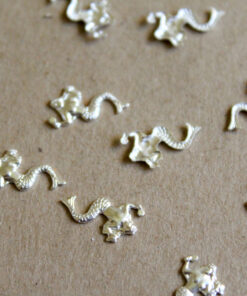 4 pc. Tiny Silver Plated Brass Mermaids: 13mm by 8mm - made in USA | SI-049