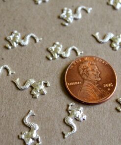 4 pc. Tiny Silver Plated Brass Mermaids: 13mm by 8mm - made in USA | SI-049