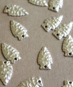 2 pc. Silver Plated Brass Arrowheads: 19mm by 11mm - made in USA | SI-053