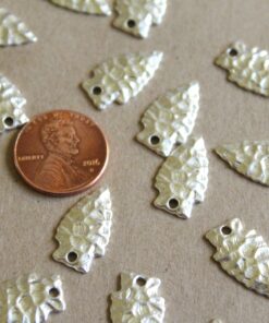 2 pc. Silver Plated Brass Arrowheads: 19mm by 11mm - made in USA | SI-053