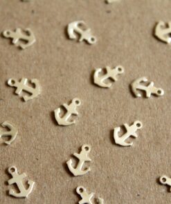20 pc. Tiny Silver Plated Brass Anchor Charms: 8mm by 6mm - made in USA | SI-110