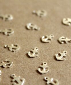 20 pc. Tiny Silver Plated Brass Anchor Charms: 8mm by 6mm - made in USA | SI-110