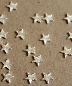 10 pc. Tiny Silver Plated Brass Textured Stars: 6.5mm diameter - made in USA | SI-109